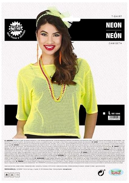 Kostüm GUIRCA Gelbes Netz Retro-T-Shirt - Neon - 80er Jahre - Disco ...