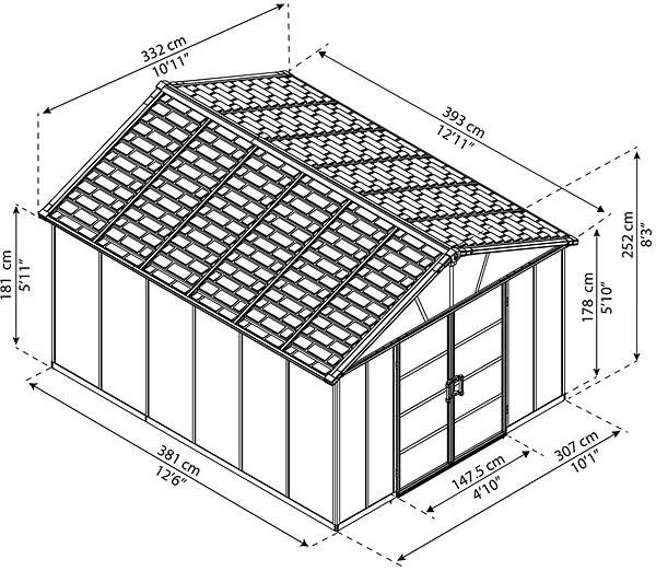 Záhradný domček PALRAM Rozširovací modul 11 × 4,1 pre záhradné domčeky série YUKON 11 (antracit) ...