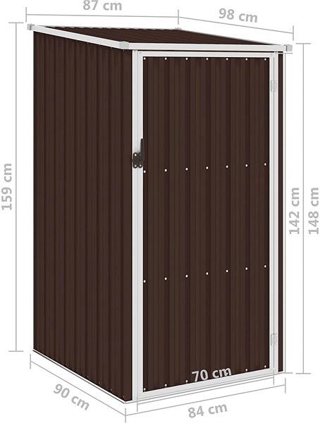 Záhradný domček vidaXL Záhradný prístrešok hnedý 87 × 98 × 159 cm, pozinkovaná oceľ ...