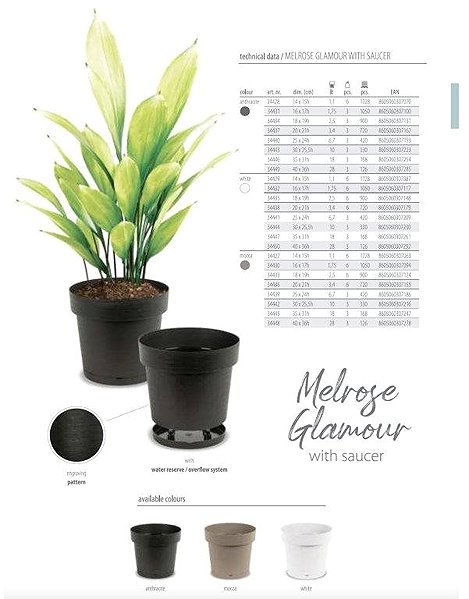 Virágcserép GARDINO MELROSE GLAMOUR, átmérő 40 cm, magasság 36 cm, mokka ...