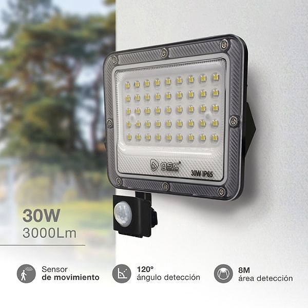 LED Reflector Garsaco Premium ultra-thin LED spotlight grey, with motion sensor, 30 W 2600 lm, cold light colour ...