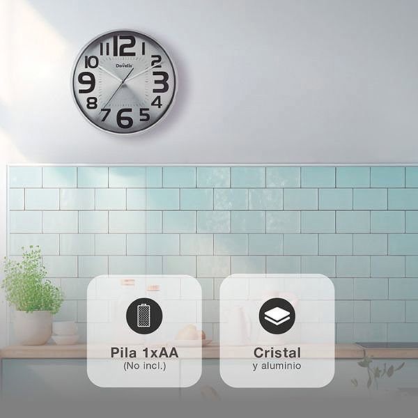 Wall Clock Garsaco Kuzine Large wall clock with large numerals, 30 cm ...