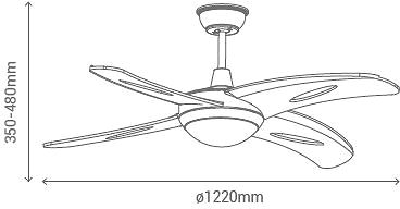 Fan Sulion 075677 ISLET, ceiling fan with light Technical draft