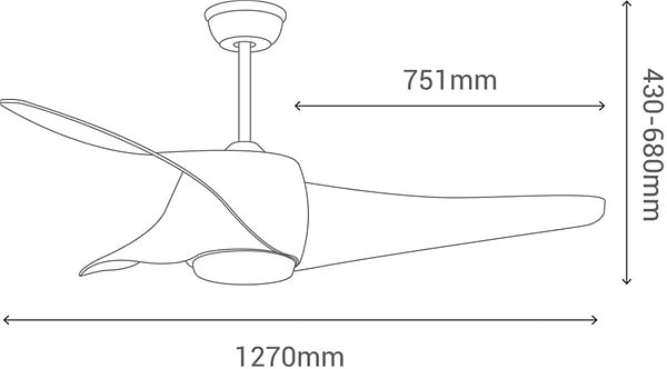 Fan Sulion 72140 CADILLAC, brown, ceiling fan with LED light Technical draft