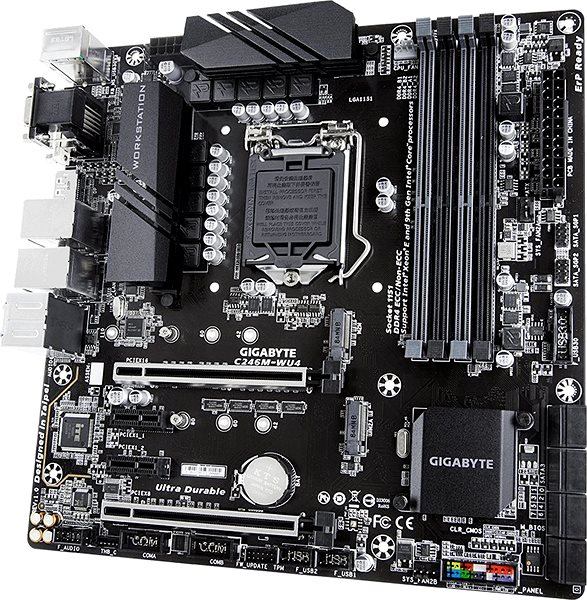 Motherboard GIGABYTE C246M-WU4 Lateral view
