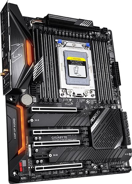 Motherboard GIGABYTE TRX40 AORUS PRO WIFI Lateral view
