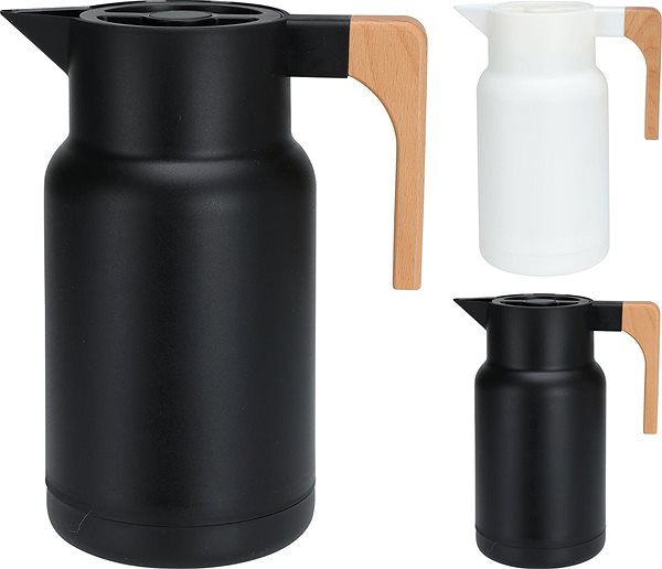 Thermos H&L Thermo vacuum kettle with wooden handle, 1000ml, black .