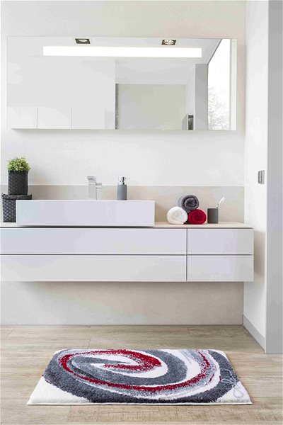 Kúpeľňová predložka GRUND Colani 42 Kúpeľňová predložka 60 × 100 cm, sivá-červená ...