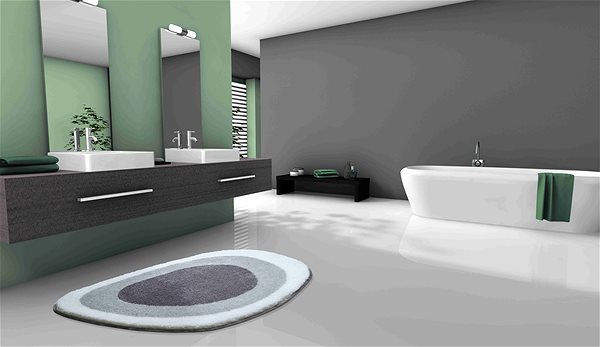 Kúpeľňová predložka GRUND LAKE Kúpeľňová predložka 60 × 90 cm, sivo-strieborná ...