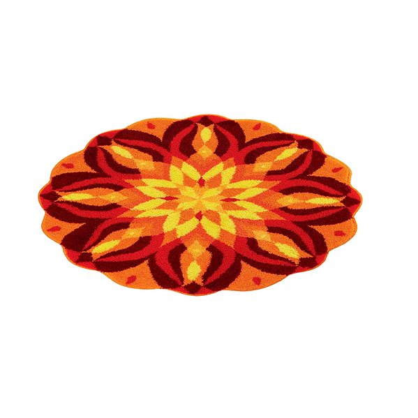 Kúpeľňová predložka GRUND SEBEREALIZÁCIA Mandala kruhová o 80 cm, oranžová ...