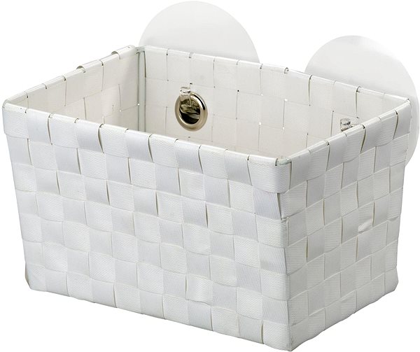 Rubbish Bin WENKO StaticLoc FERMO - Bathroom Basket 20x14x13cm, White Lateral view