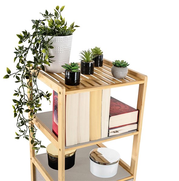 Shelving Unit G21 Bamboo shelf with 5 baskets, beige ...