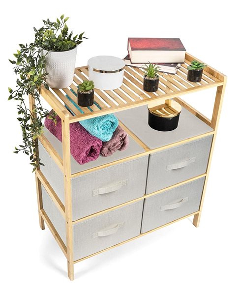 Shelving Unit G21 Bamboo shelf with 6 baskets, beige ...