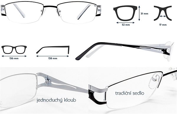 GLASSA Distance Glasses G 1215 - 4.00 dio, black/white.