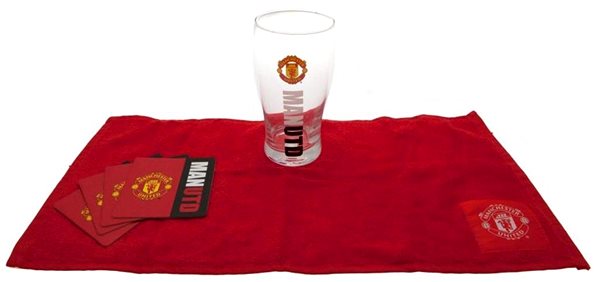 Üvegpohár FOREVER COLLECTIBLES Manchester UNITED Wordmark Pohár poháralátéttel és törölközővel ...
