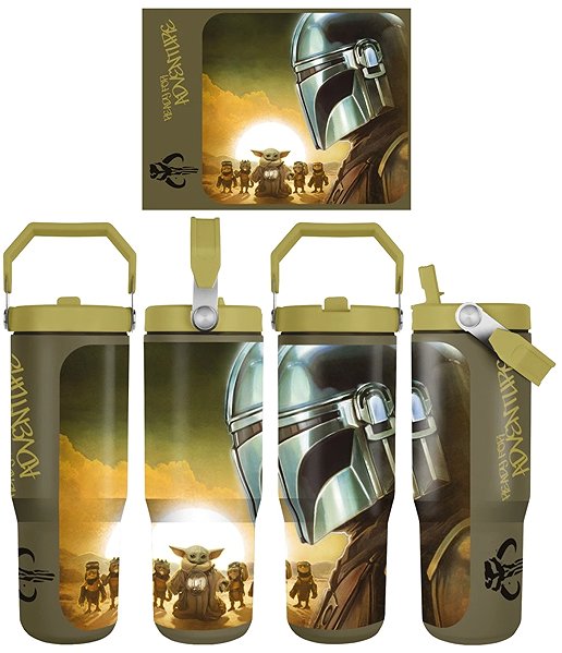 Thermal Mug Mandalorian and Grogu - Sunset - travel mug with strap ...