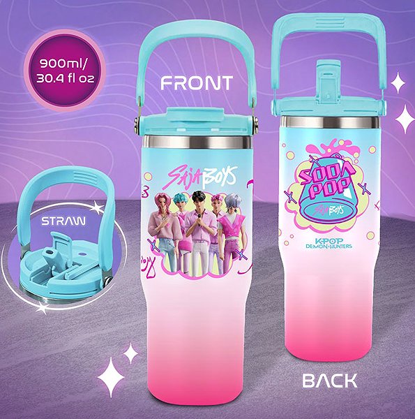 Thermal Mug KPop Demon Hunters - Saja Boys - travel mug with ear ...