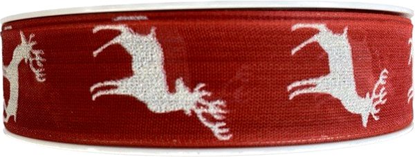 Ribbon GOLDINA Christmas ribbon RED DEER red 9483 .