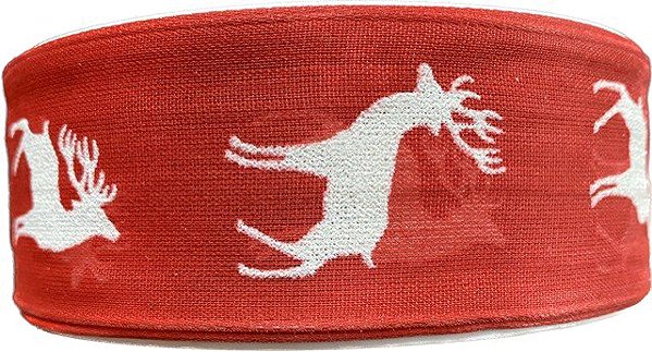 Ribbon GOLDINA Christmas ribbon RED DEER red 9482 .