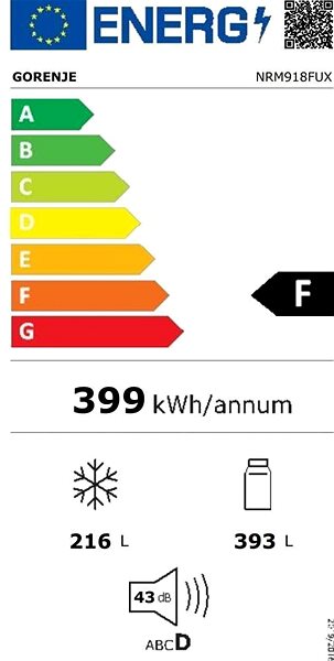 American Refrigerator GORENJE NRM918FUX Energy label