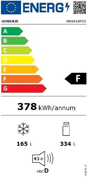 American Refrigerator GORENJE NRS918FVX Energy label