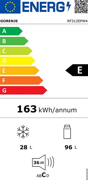 Hűtőszekrény GORENJE RF312EPW4 Energia címke