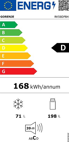 Refrigerator GORENJE RK58DPB4 Energy label