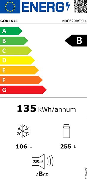 Refrigerator GORENJE NRC620BSXL4 Energy label
