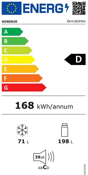 Refrigerator GORENJE RK418DPW4 Energy label