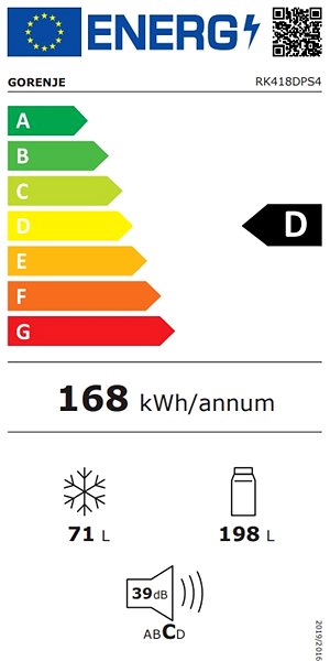 Refrigerator GORENJE RK418DPS4 Energy label