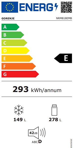 American refrigerator GORENJE NRM818EMB Energy label