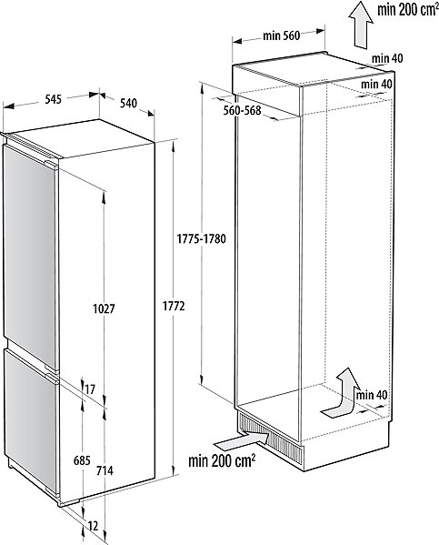 Built-in fridge GORENJE NRKI517E62WF .