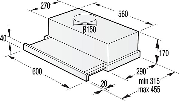 GORENJE BHP62CLB cooker hood technical drawing