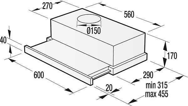 Digestoř GORENJE BHP62CLI Technický nákres