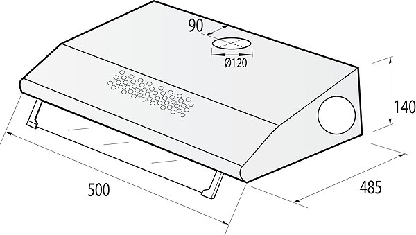 MORA OP 540 X cooker hood technical drawing