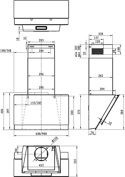 GORENJE WHI649EXGW cooker hood technical drawing