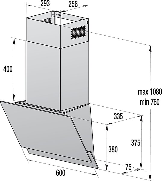 GORENJE WHI649EXGW cooker hood technical drawing