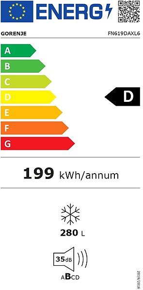 Fagyasztószekrény GORENJE FN619DAXL6 Energia címke