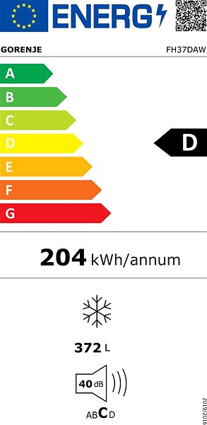 Fagyasztóláda GORENJE FH37DAW Energia címke
