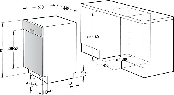 Built-in Dishwasher GORENJE GI520E15X Technical draft