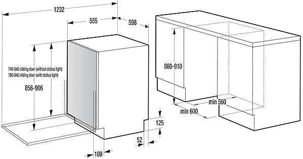 Built-in Dishwasher GORENJE GV663B65XXL 38dB Technical draft