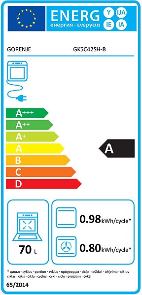 Kitchen Stove GORENJE GK5C42SH-B Energy label