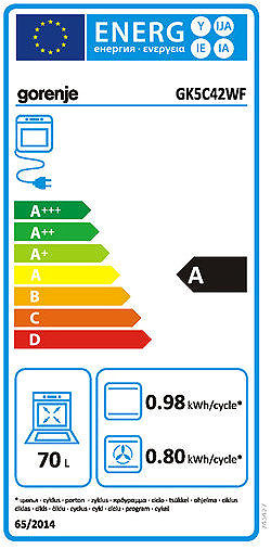 Stove GORENJE GK5C42WF Energy label