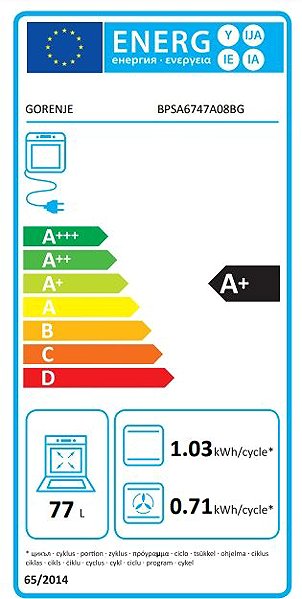 GORENJE BPSA6747A08BG built-in oven Energy Label