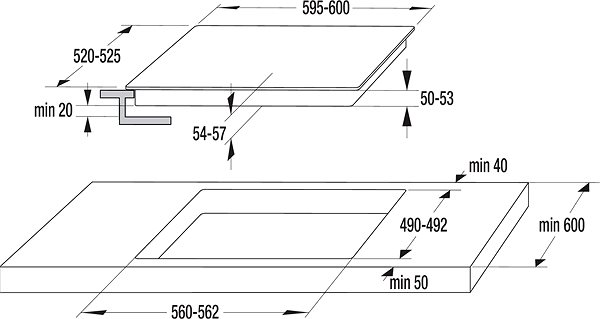 Cooktop GORENJE ECT643BCSC StayWarm Technical draft
