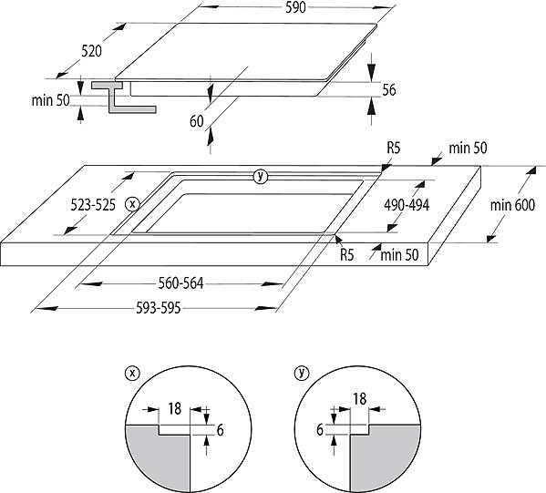 Cooktop GORENJE GI6401BSCE Technical draft