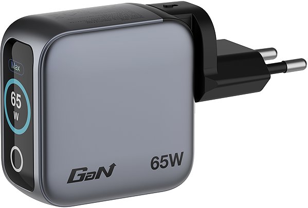 Wall Charger Mini 65W GaN Charger with Display + 60W USB-C to USB-C Cable (Charging and Data Transfer) Grey ...