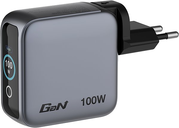 Wall Charger 100W Mini GaN Charger with Display + 100W USB-C to USB-C Cable (Charger and Data Transfer) Grey ...