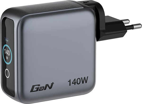 Wall Charger 140W Mini GaN Charger with Display + 140W USB-C to USB-C Cable (Charging and Data Transfer) Grey ...
