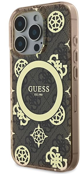 Handyhülle Guess IML 4G Peony MagSafe Rückabdeckung für iPhone 16 Pro Max Brown ...